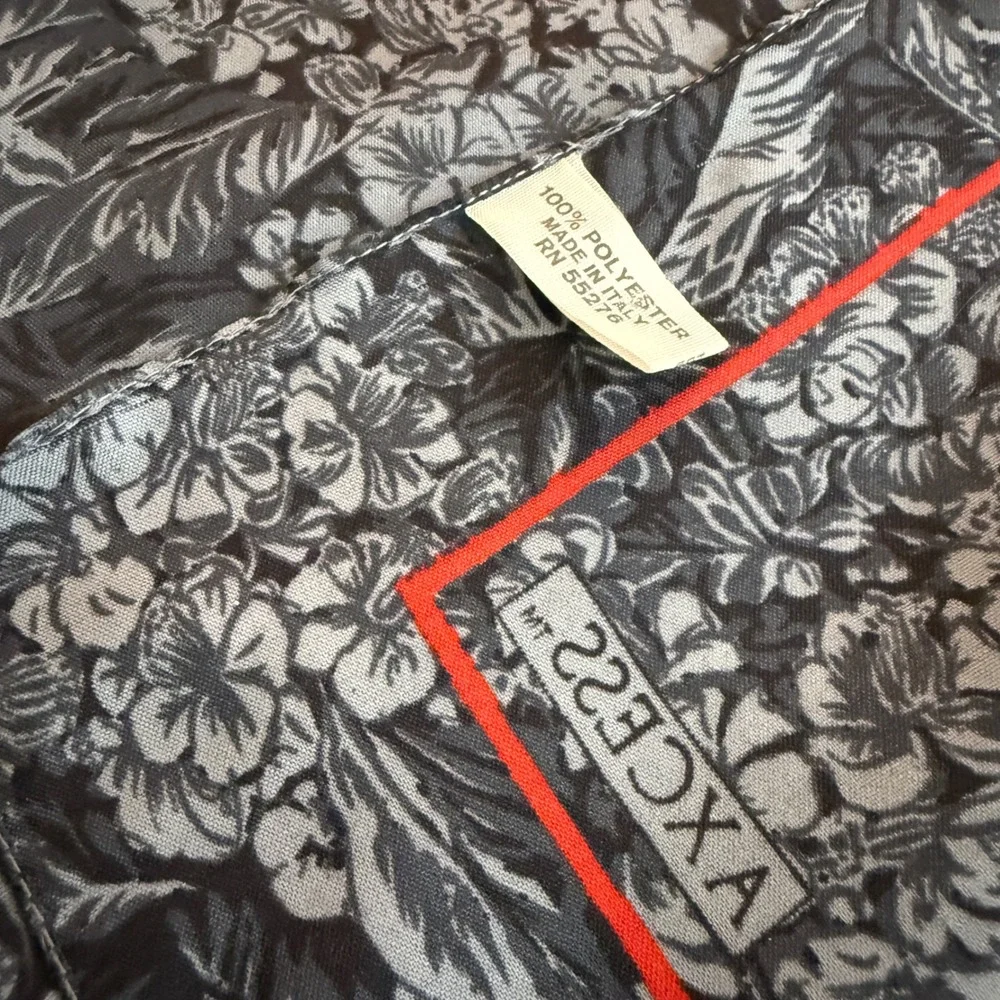 AXCESS Floral Rose Print Square Scarf Sheer Chiffon ~30 x 30 in Made in Italy‎